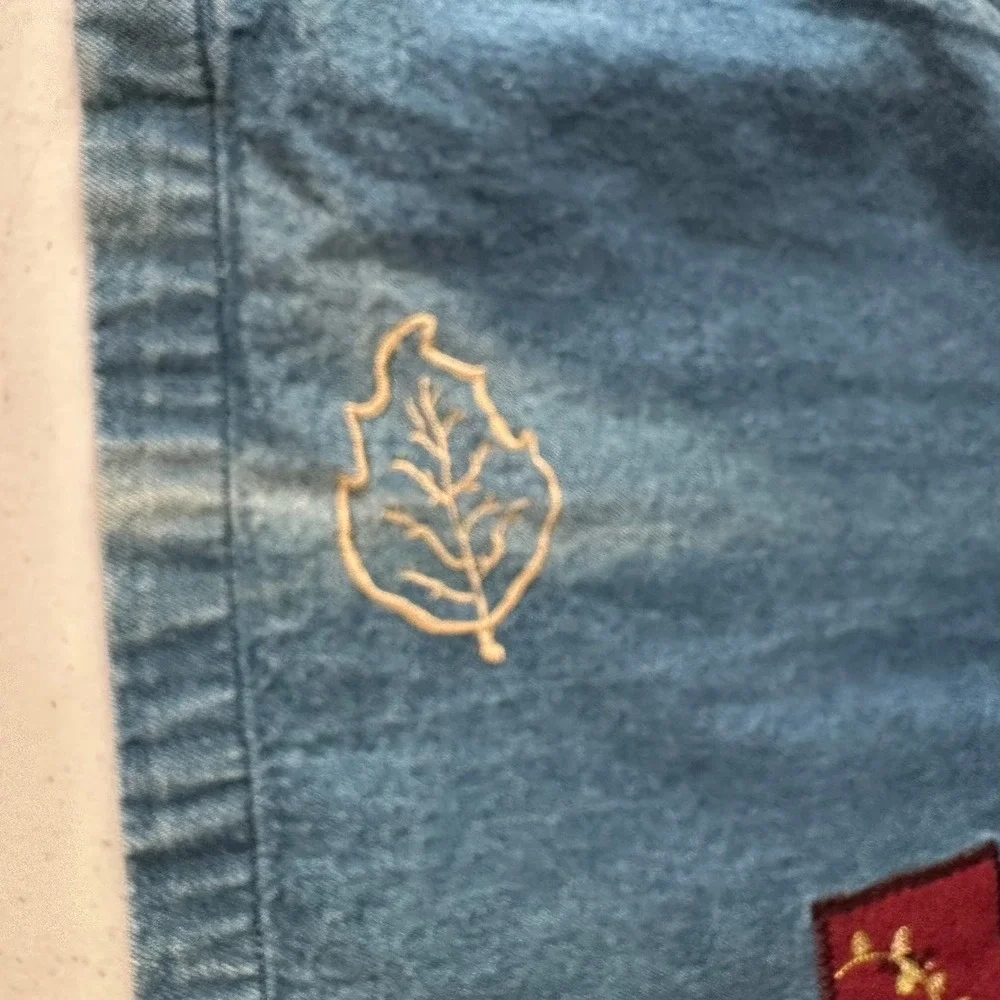 Womens Vintage Cottagecore Denim Jacket Size 4X Embroidered Grandma Patchwork